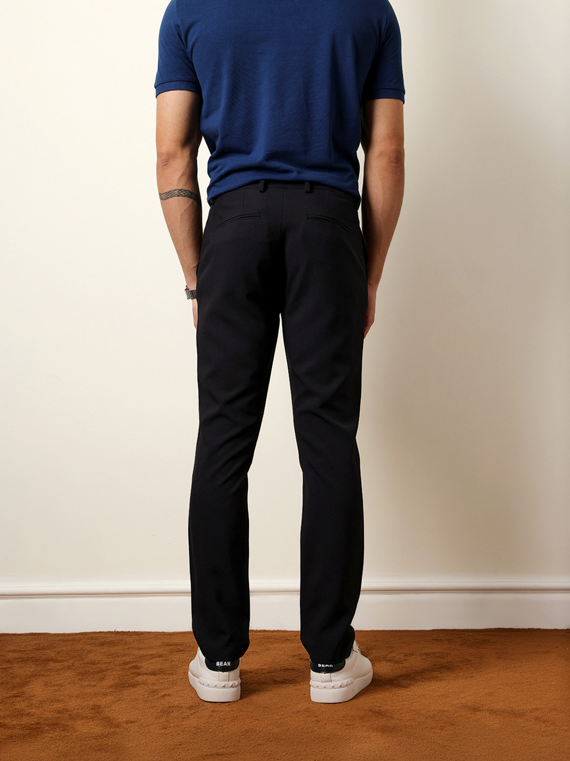 Image of THE BEAR HOUSE Slim Fit Men Black Trousers