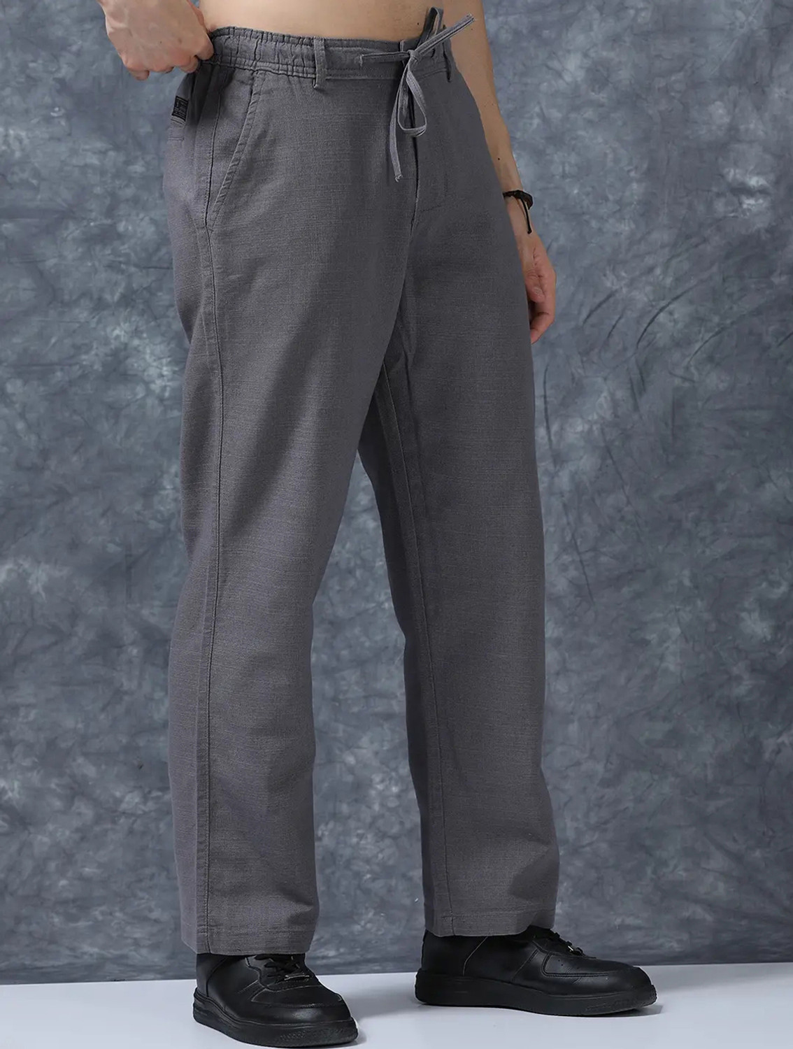 Image of FUBAR Slim Fit Men Grey Trousers