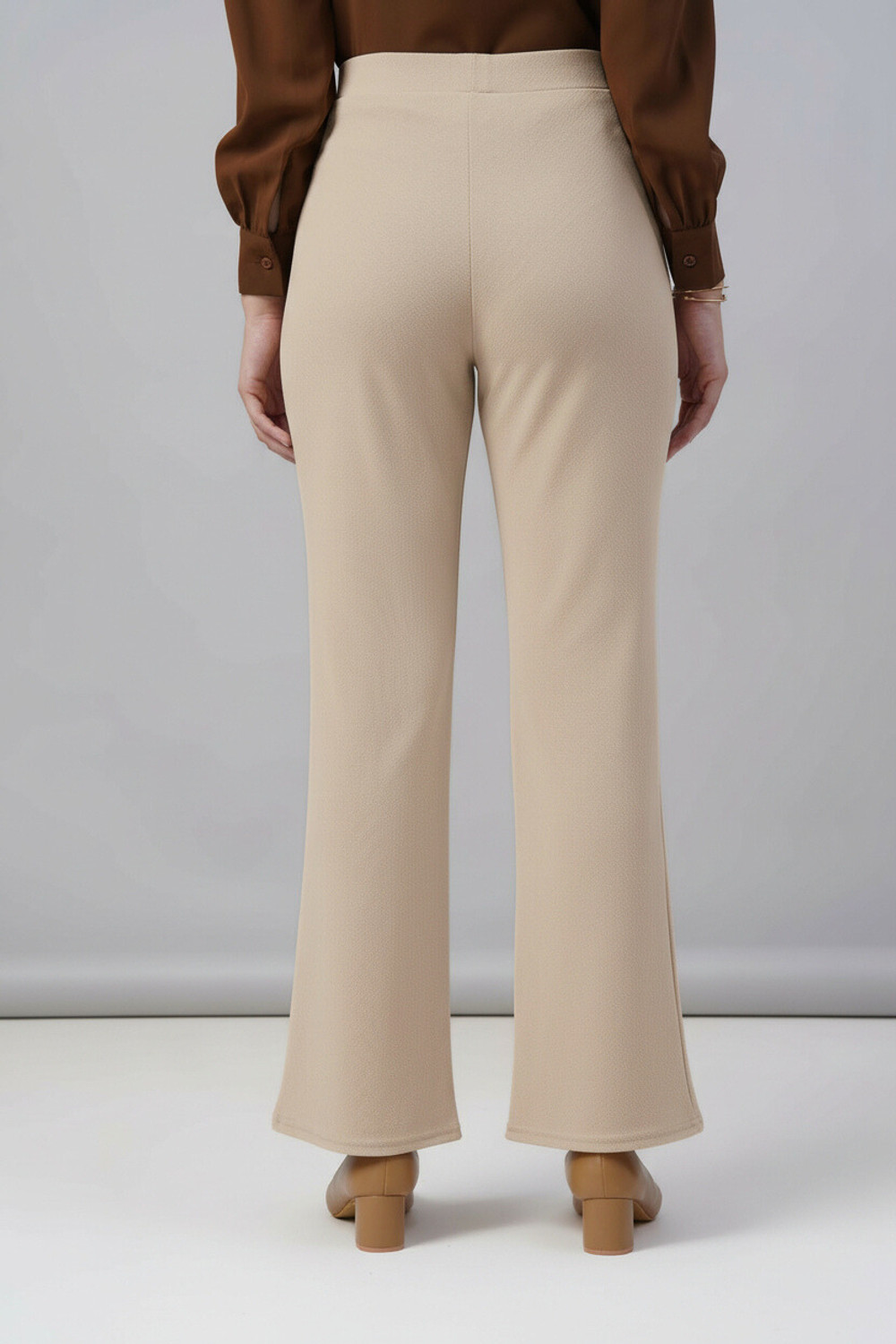 Image of FUBACK Regular Fit Women Black, Beige Trousers