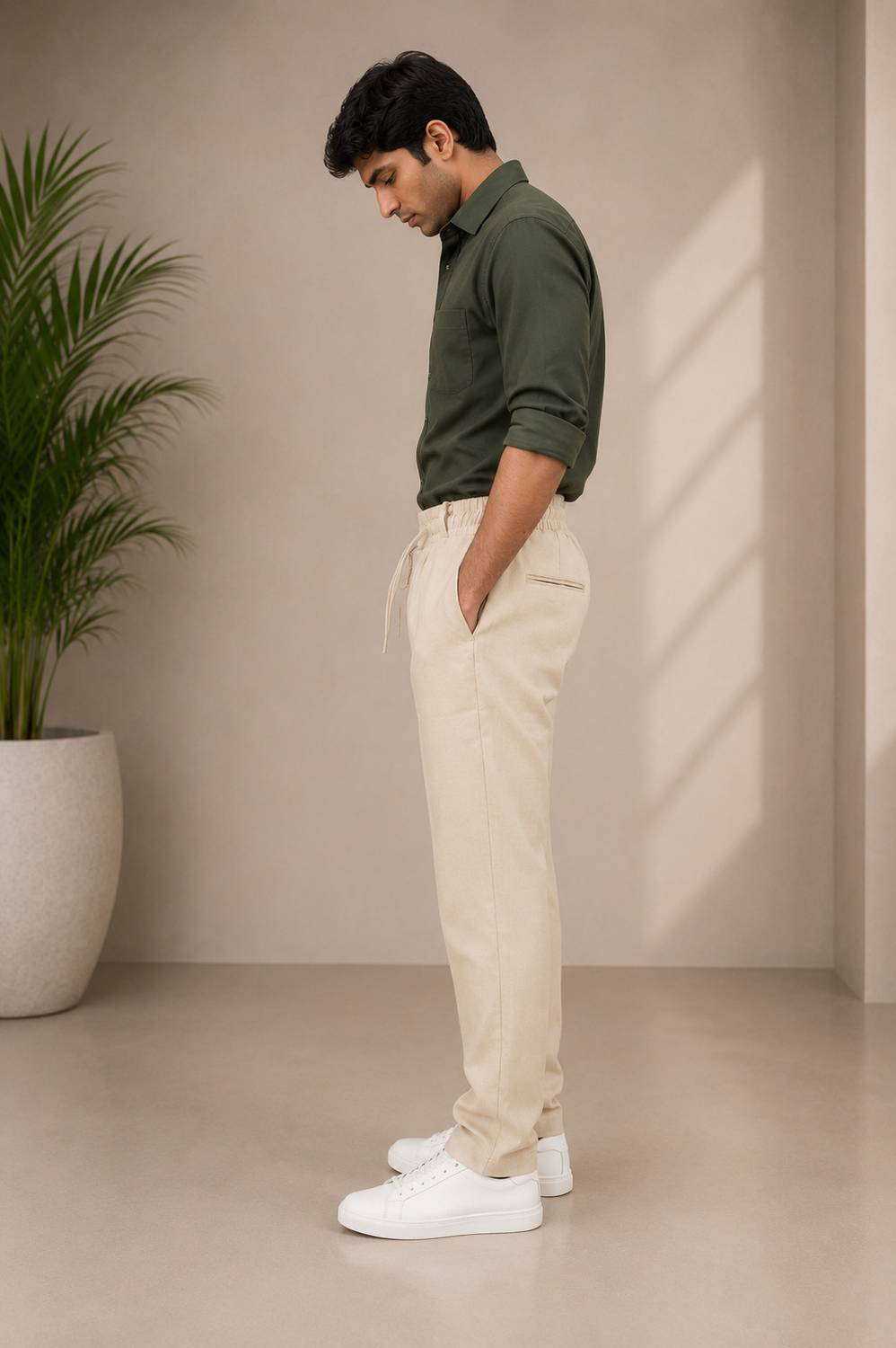 AKAZ Men Cream Trousers - Image 4