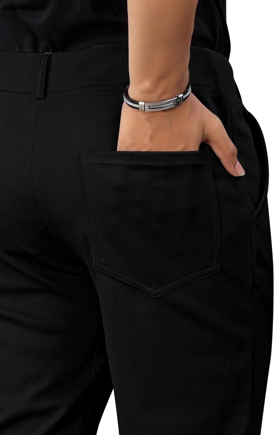 Image of JABROO Regular Fit Men Black, Grey, Dark Blue, Khaki Trousers