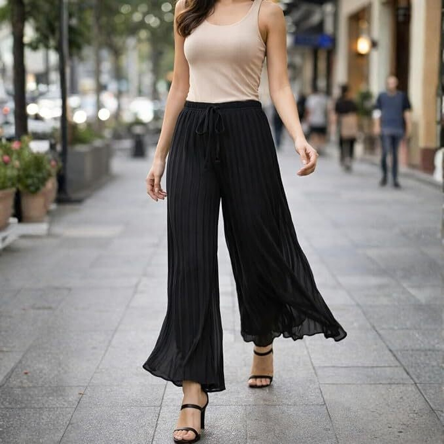 Image of ShopTrends Regular Fit Women Black Trousers