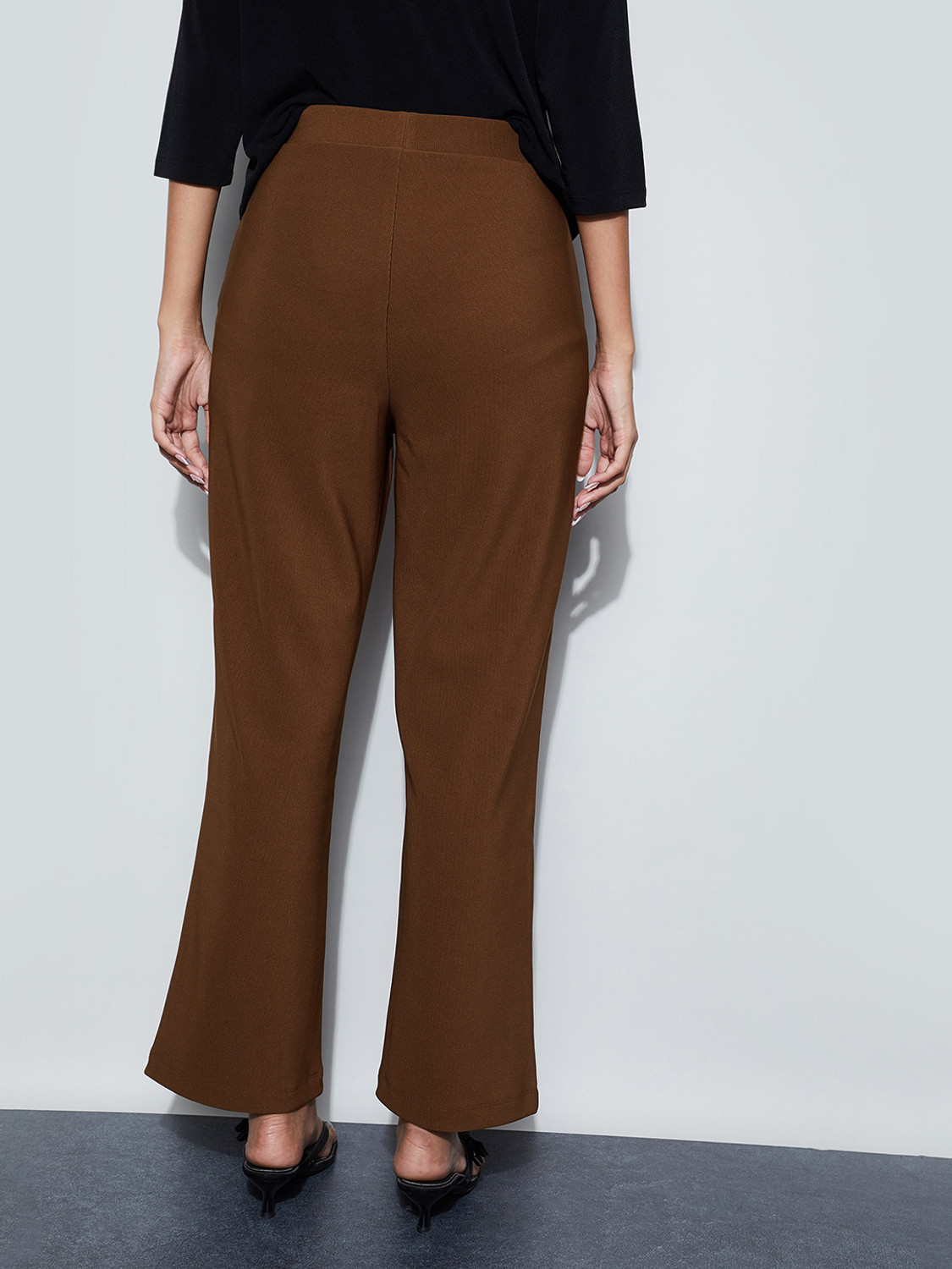 Image of CODE by Lifestyle Regular Fit Women Brown Trousers