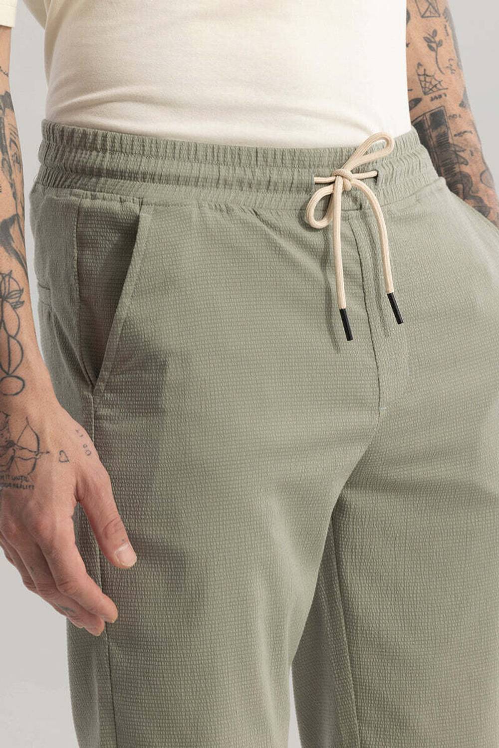 Snitch Regular Fit Men Green Trousers - Image 4