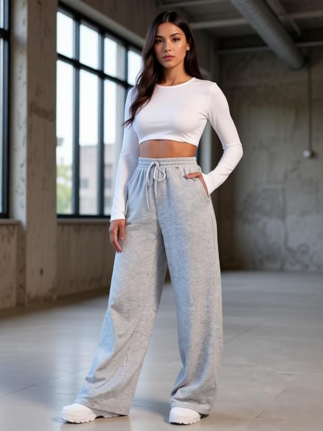 Image of APRIX Loose Fit Women Grey Trousers