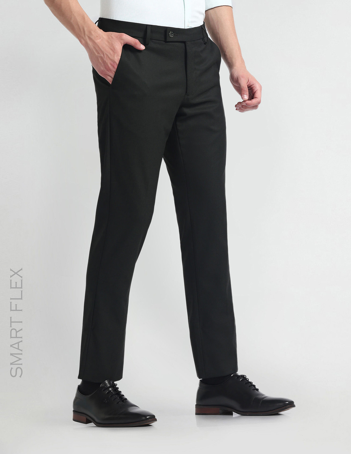 Image of ARROW Slim Fit Men Black Trousers