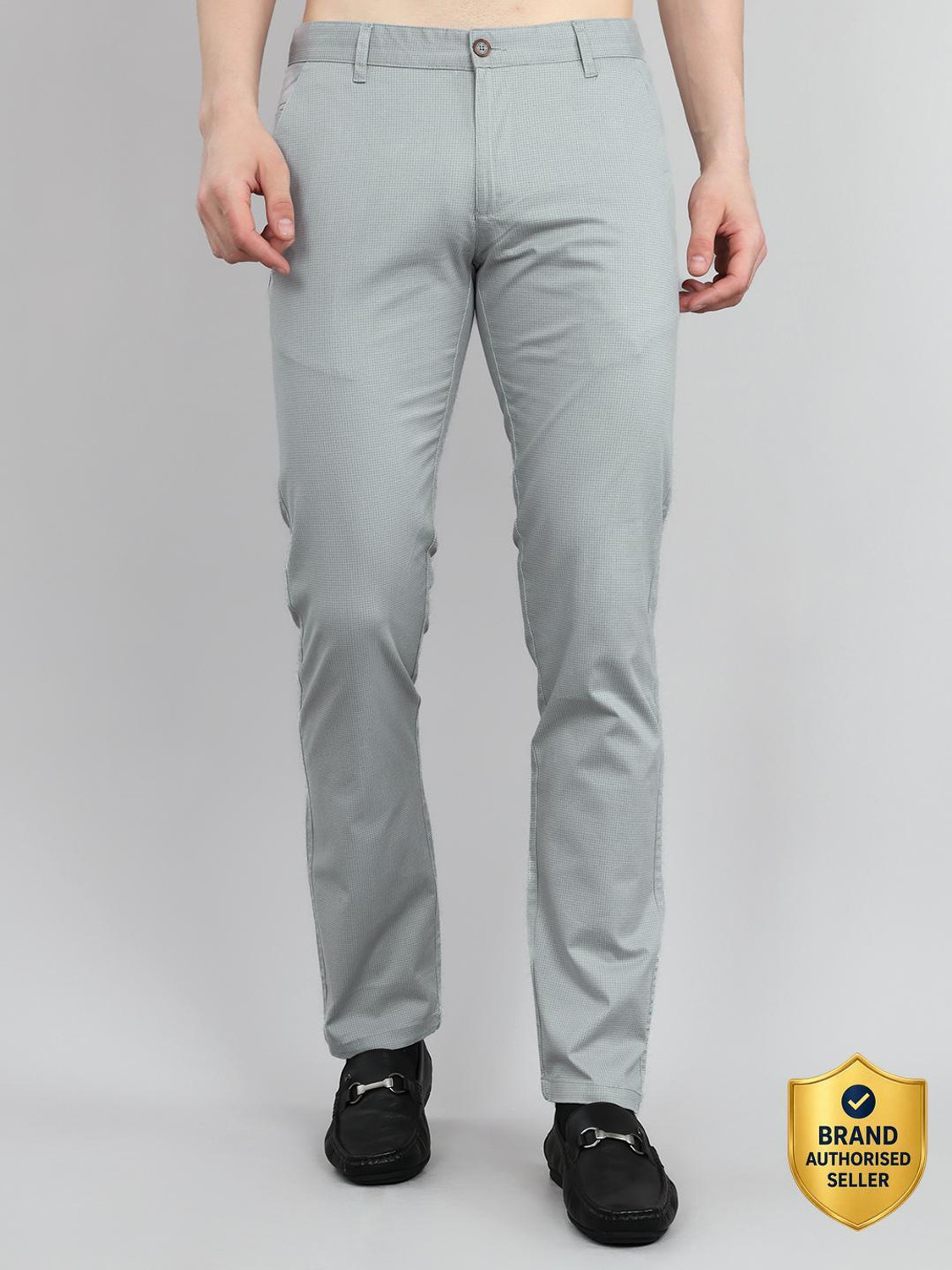 Image of MONTE CARLO Slim Fit Men Grey Trousers