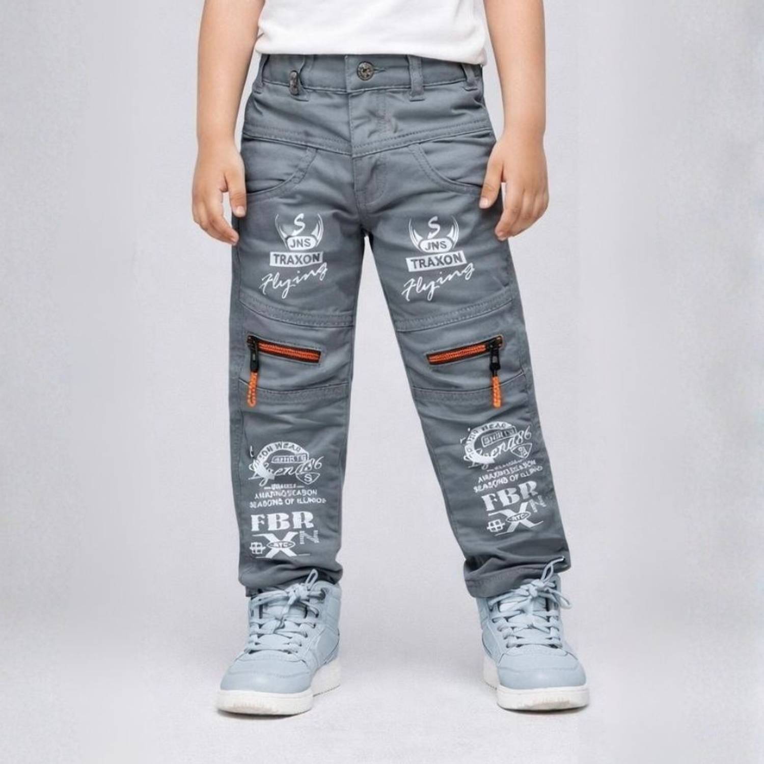 Busted Regular Fit Boys & Girls Grey Trousers