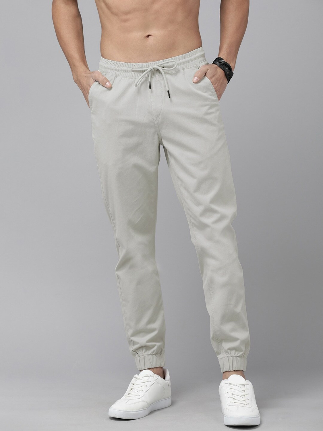 Image of Roadster Regular Fit Men Grey Trousers
