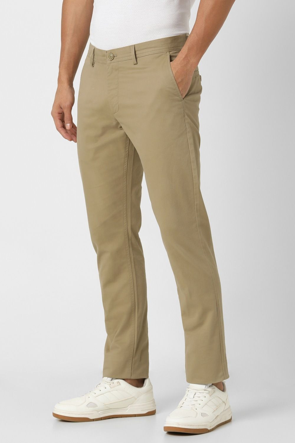 Image of PETER ENGLAND Slim Fit Men Khaki Trousers
