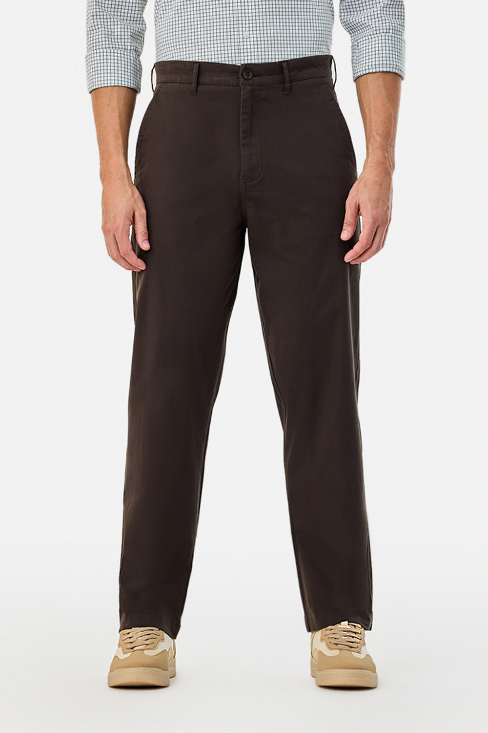 Image of Snitch Straight Fit Men Brown Trousers