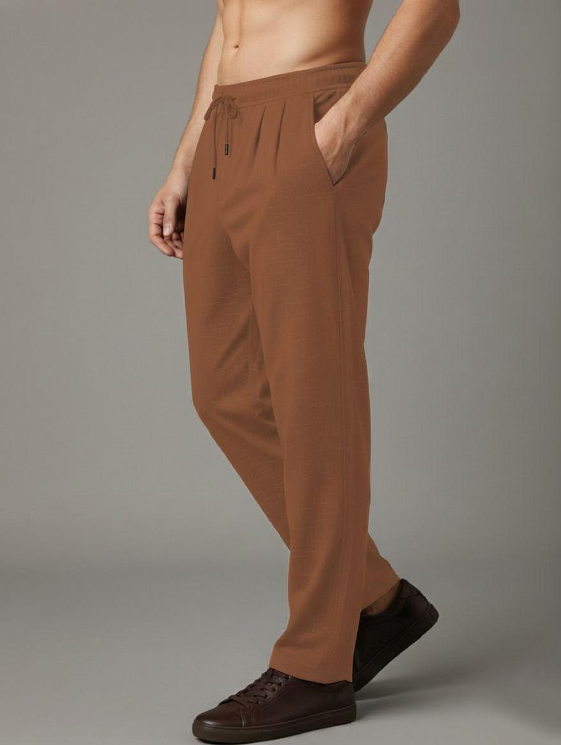 Image of INDICLUB Regular Fit Men Orange Trousers