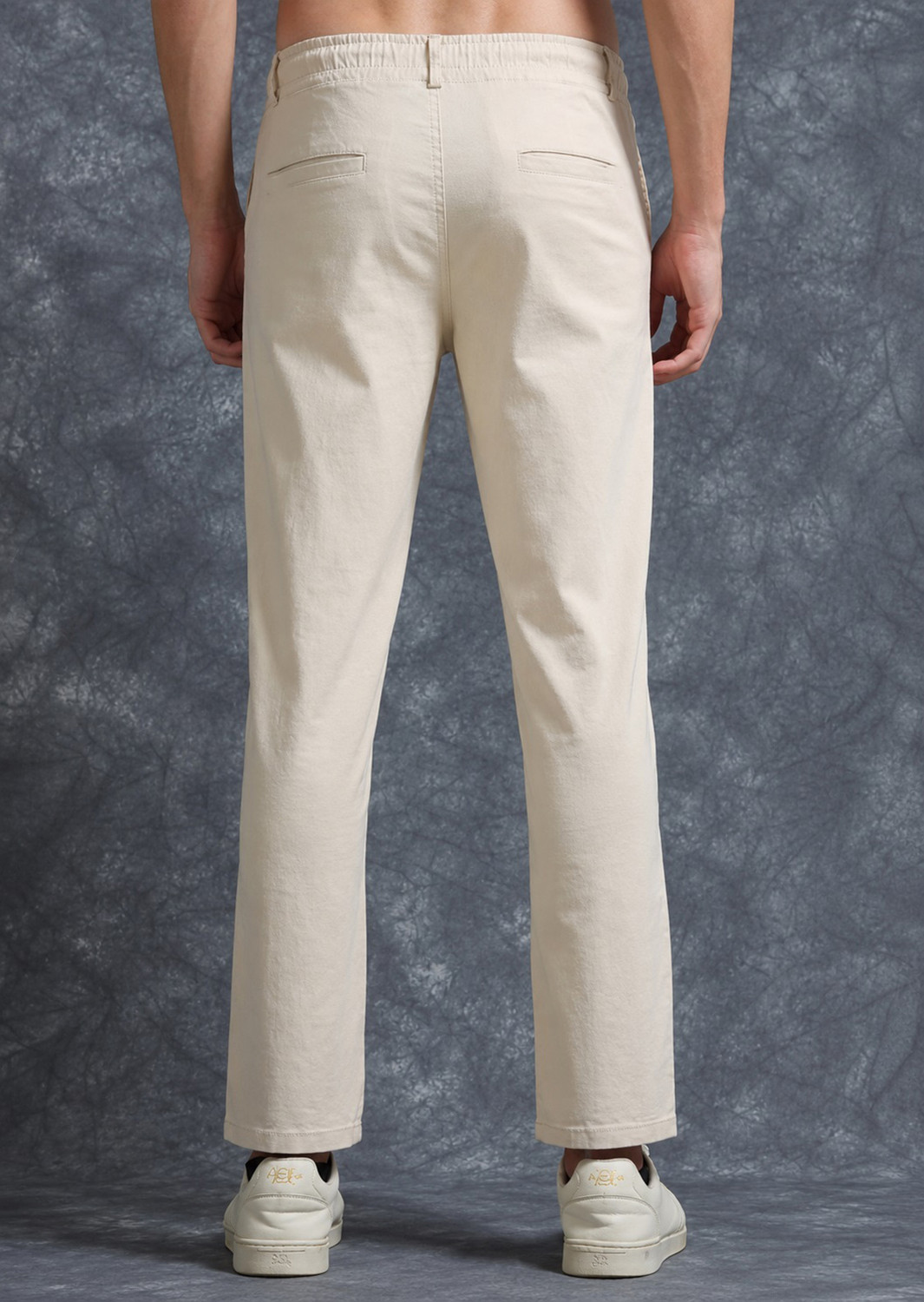 Image of FUBAR Slim Fit Men Cream Trousers