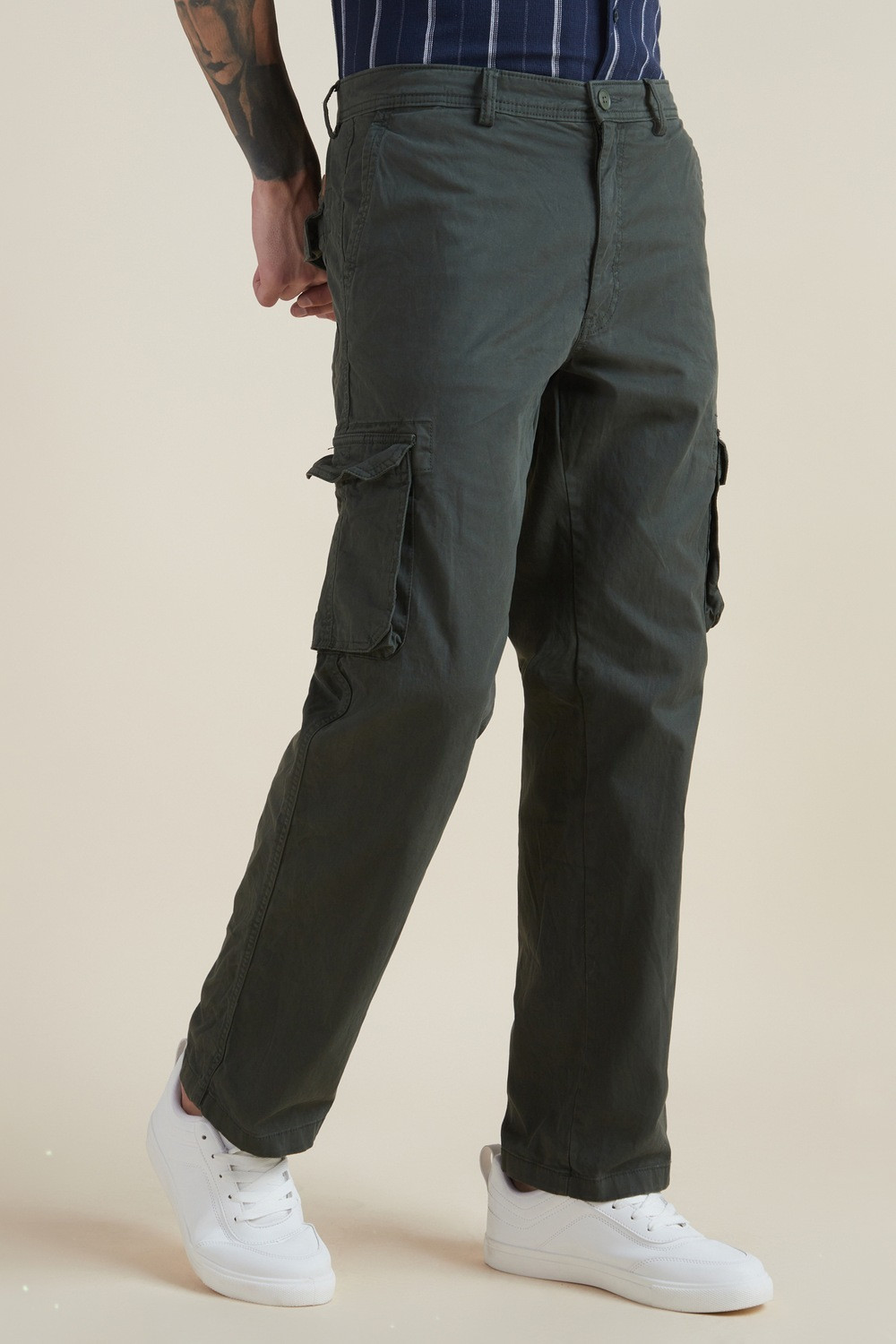 Image of Allen Solly Regular Fit Men Grey Trousers