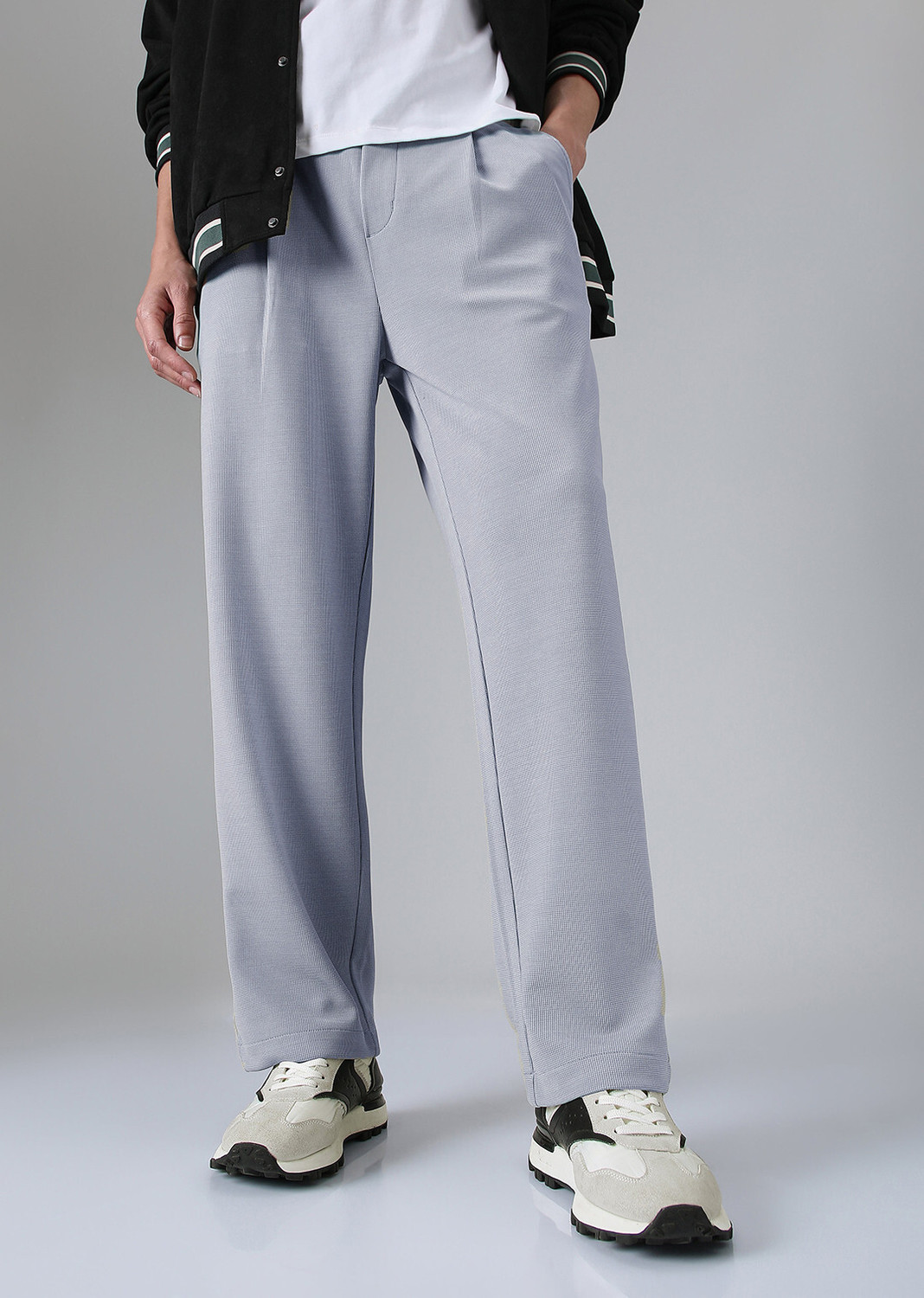Image of KOTTY Regular Fit Men Grey Trousers