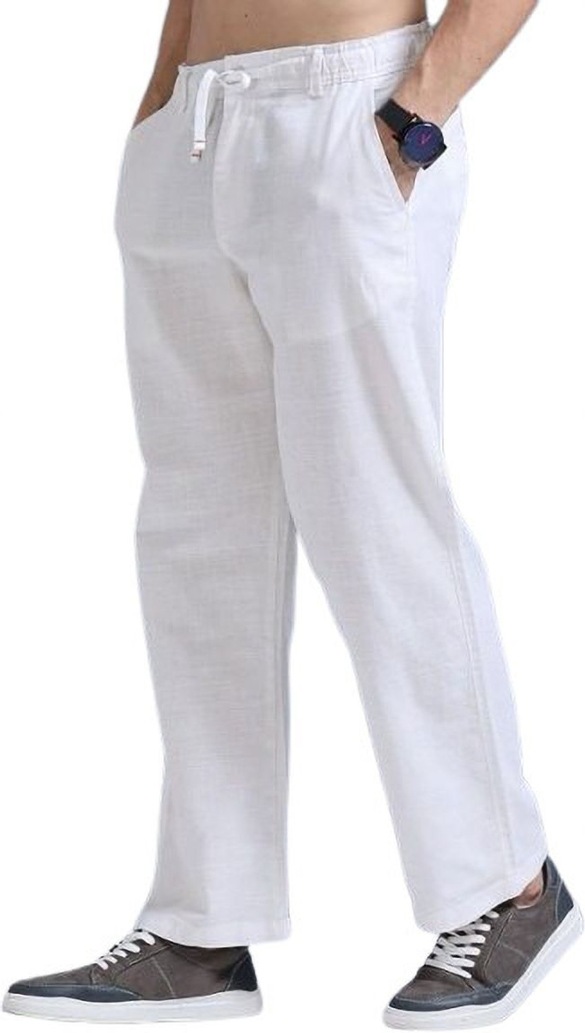 Image of M Q Denim Straight Fit Men White Trousers
