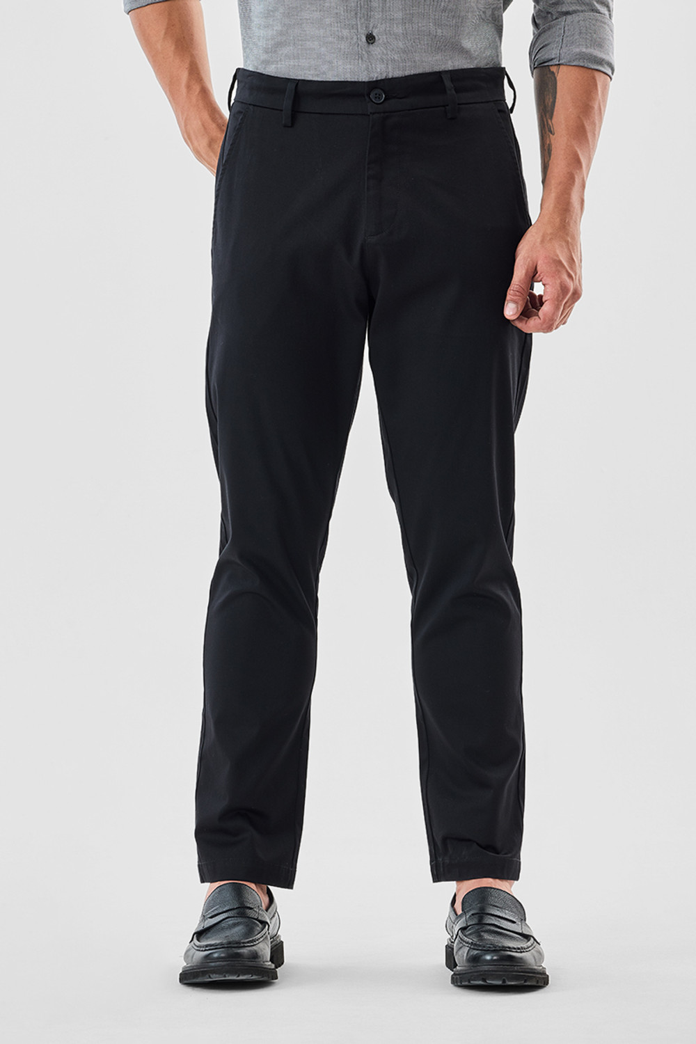 Image of Snitch Slim Fit Men Black Trousers