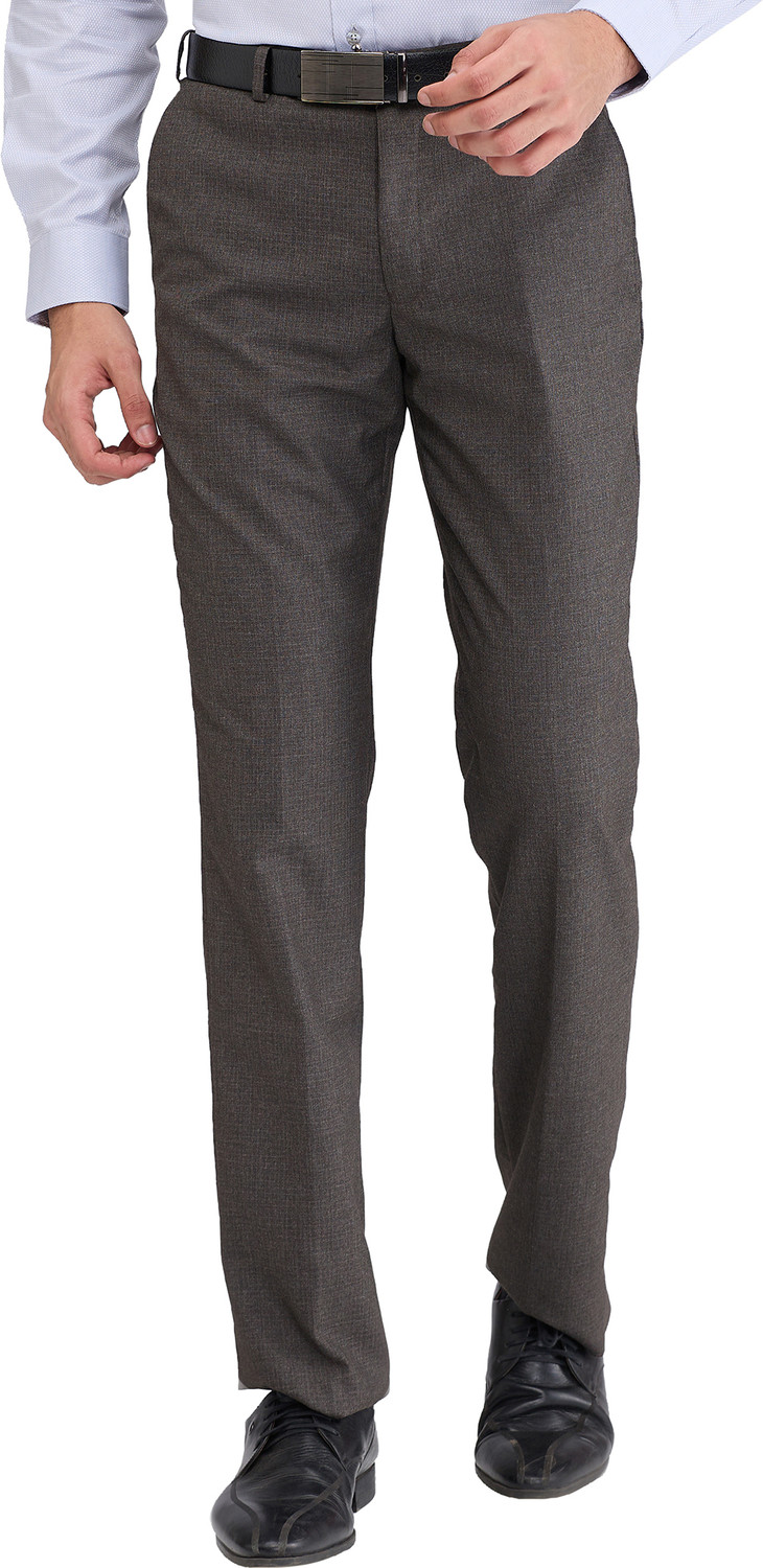 Image of PARK AVENUE Regular Fit Men Brown Trousers