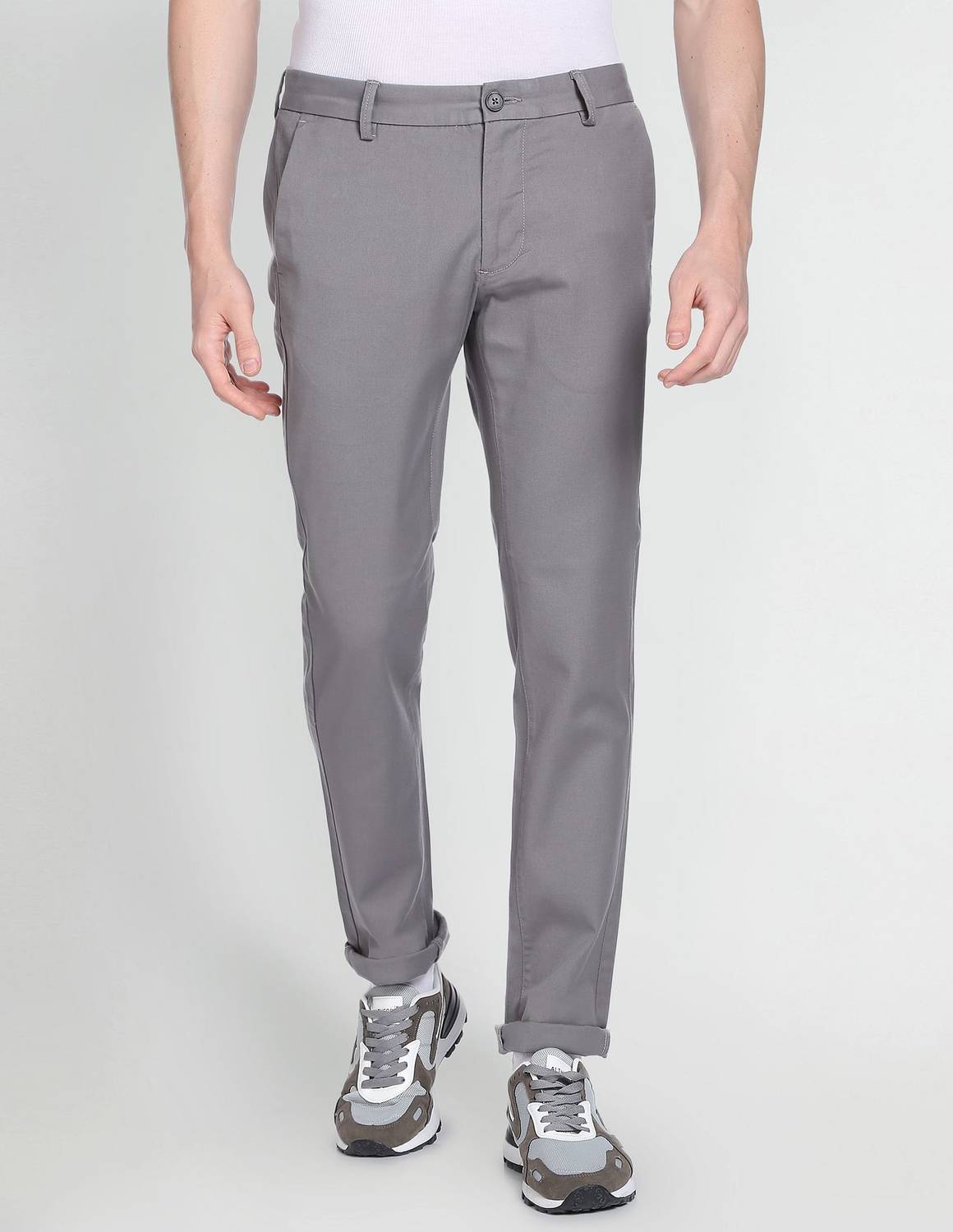 Arrow Sport Slim Fit Men Grey Trousers