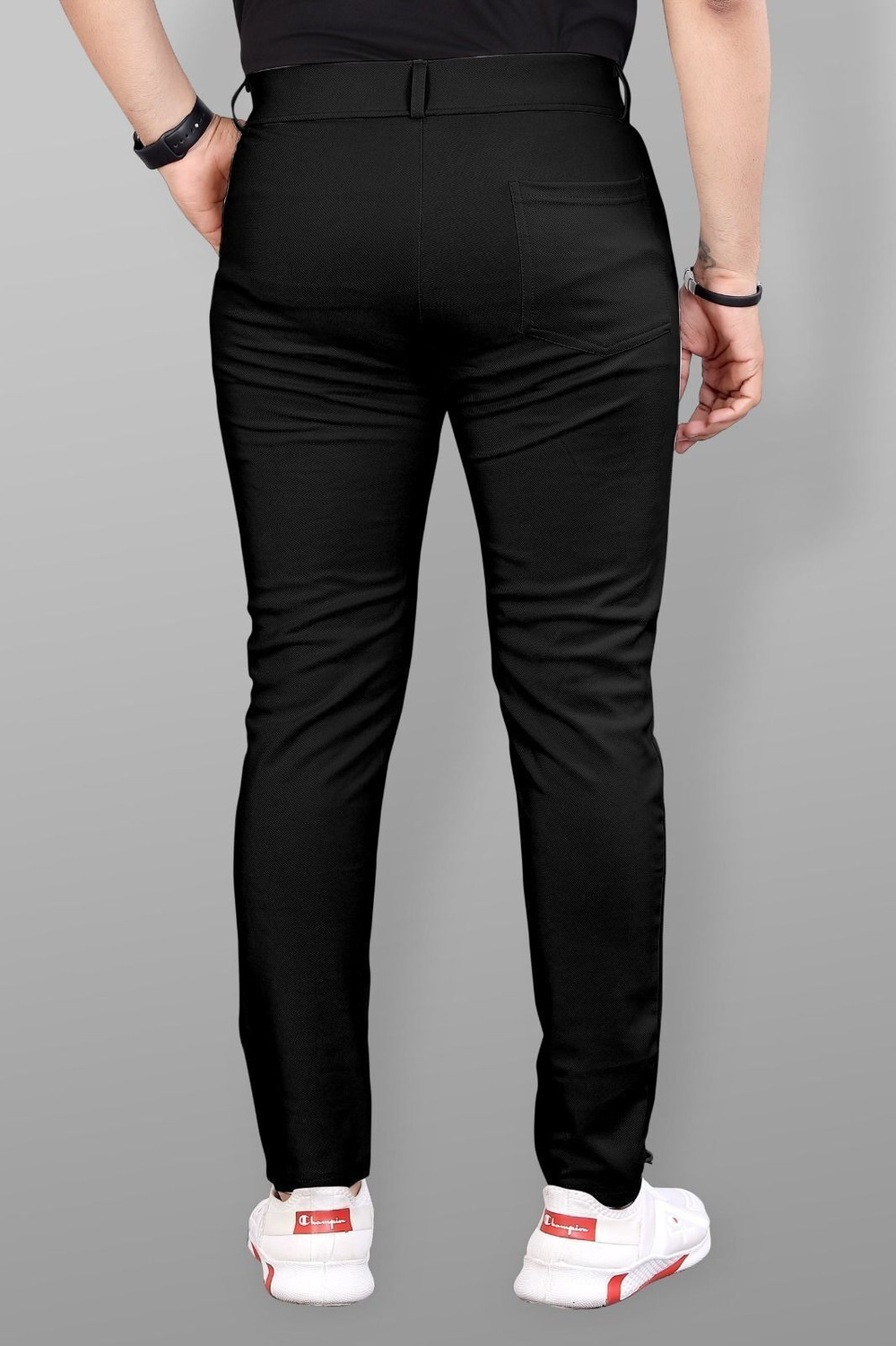 Image of COMBRAIDED Slim Fit Men Black, Khaki Trousers