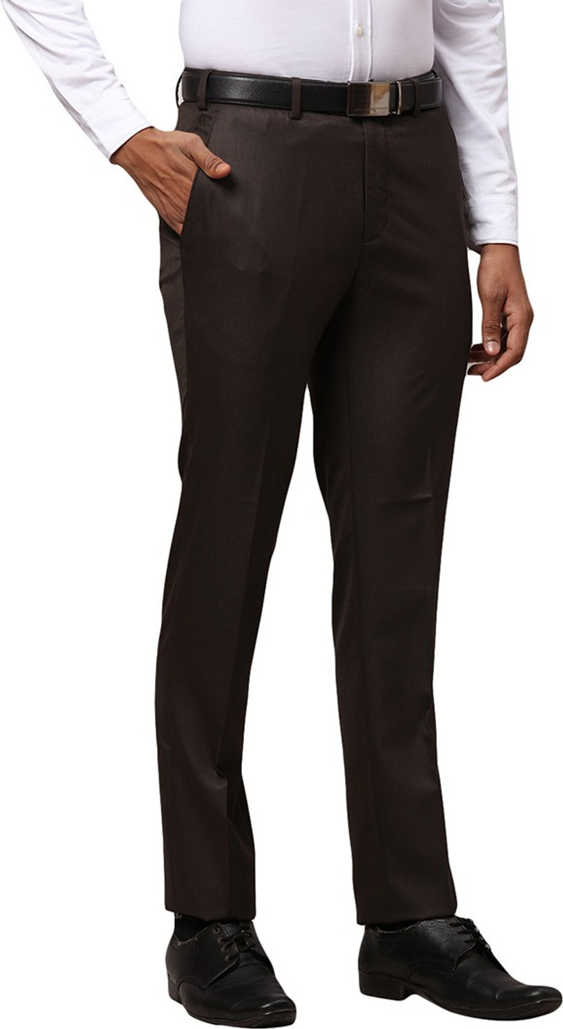 Image of Raymond Slim Fit Men Brown Trousers