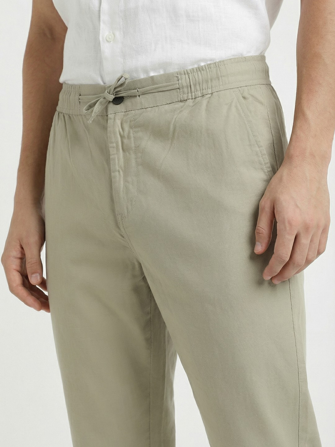Image of PROVOGUE Slim Fit Men Light Green Trousers