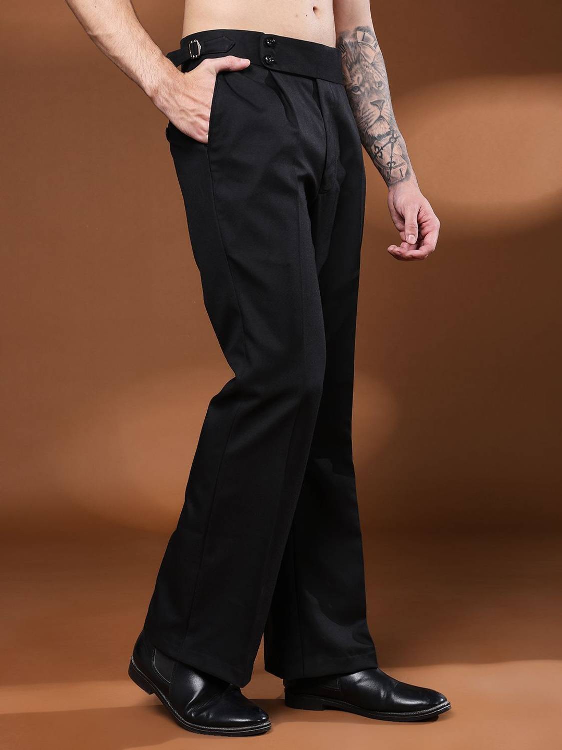 VASTRANU Flared Men Black Trousers - Image 3