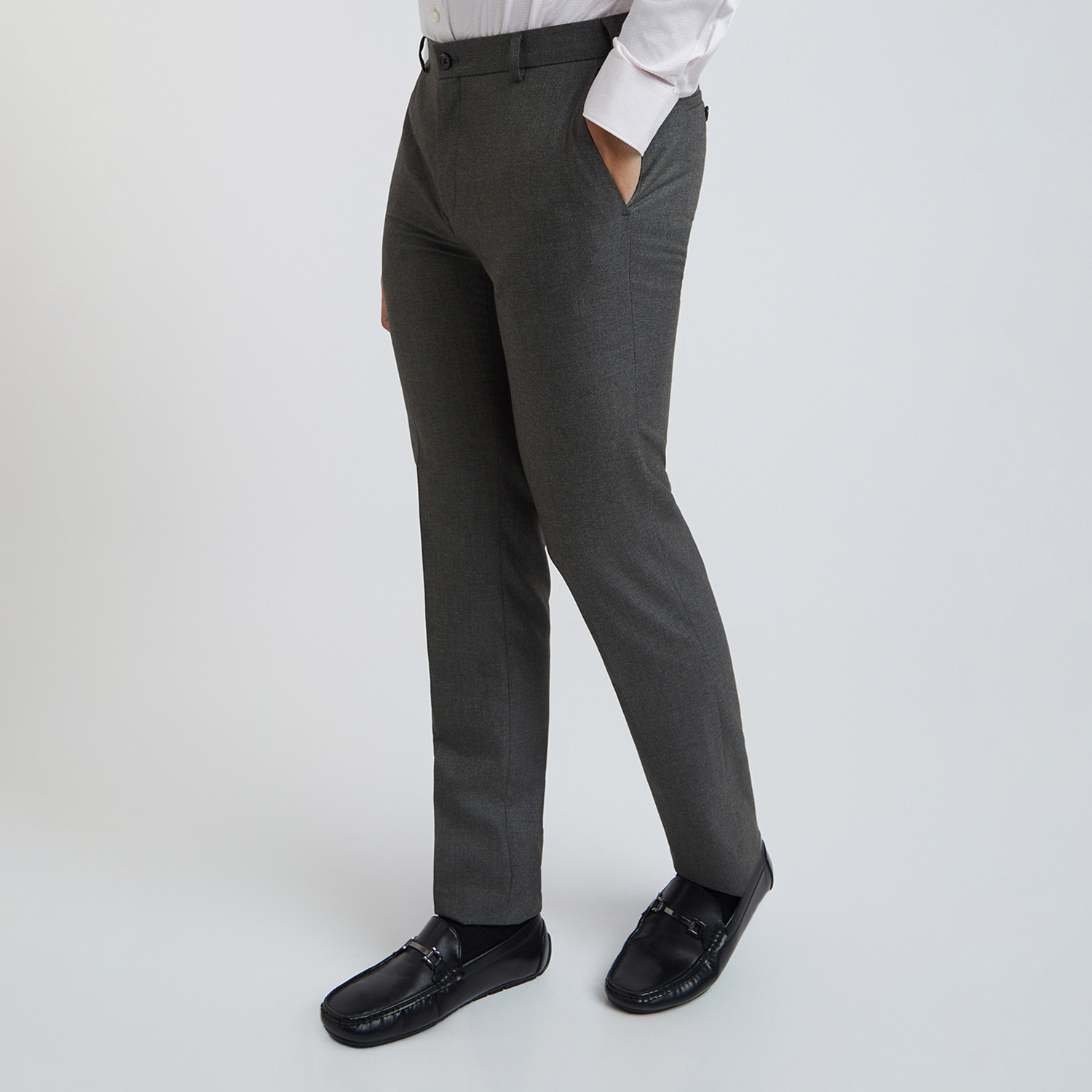Image of Raymond Regular Fit Men Grey Trousers