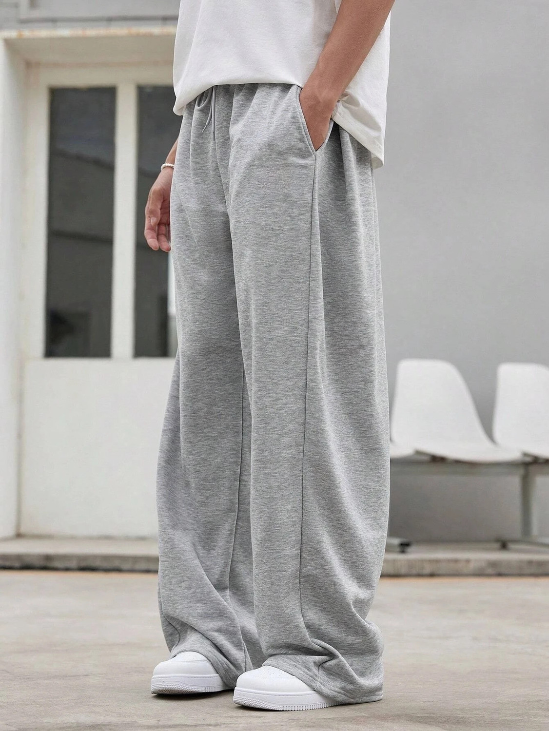 Image of Dockstreet Loose Fit Men Grey Trousers