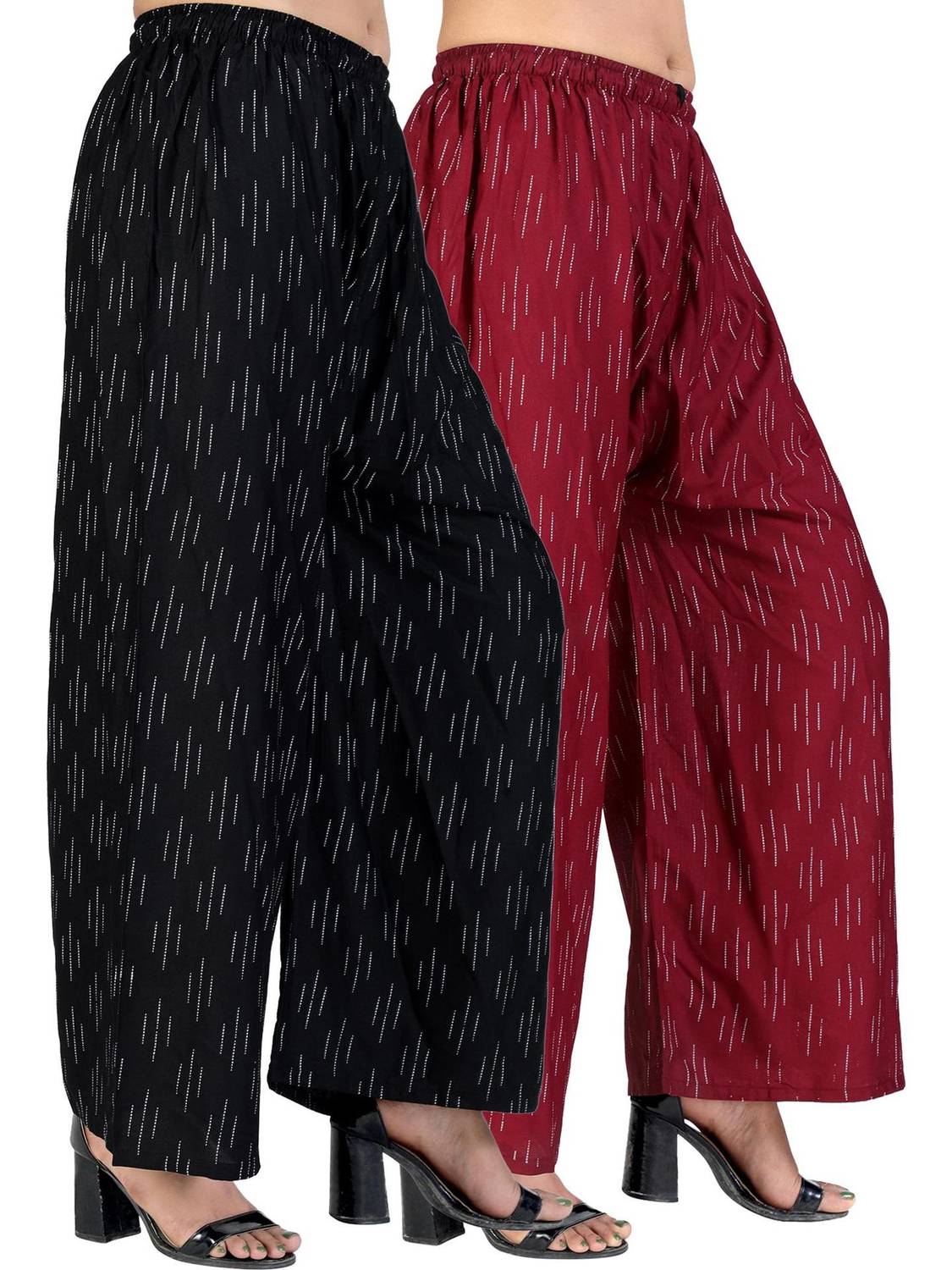 4K FASHION Relaxed Women Black, Maroon Trousers