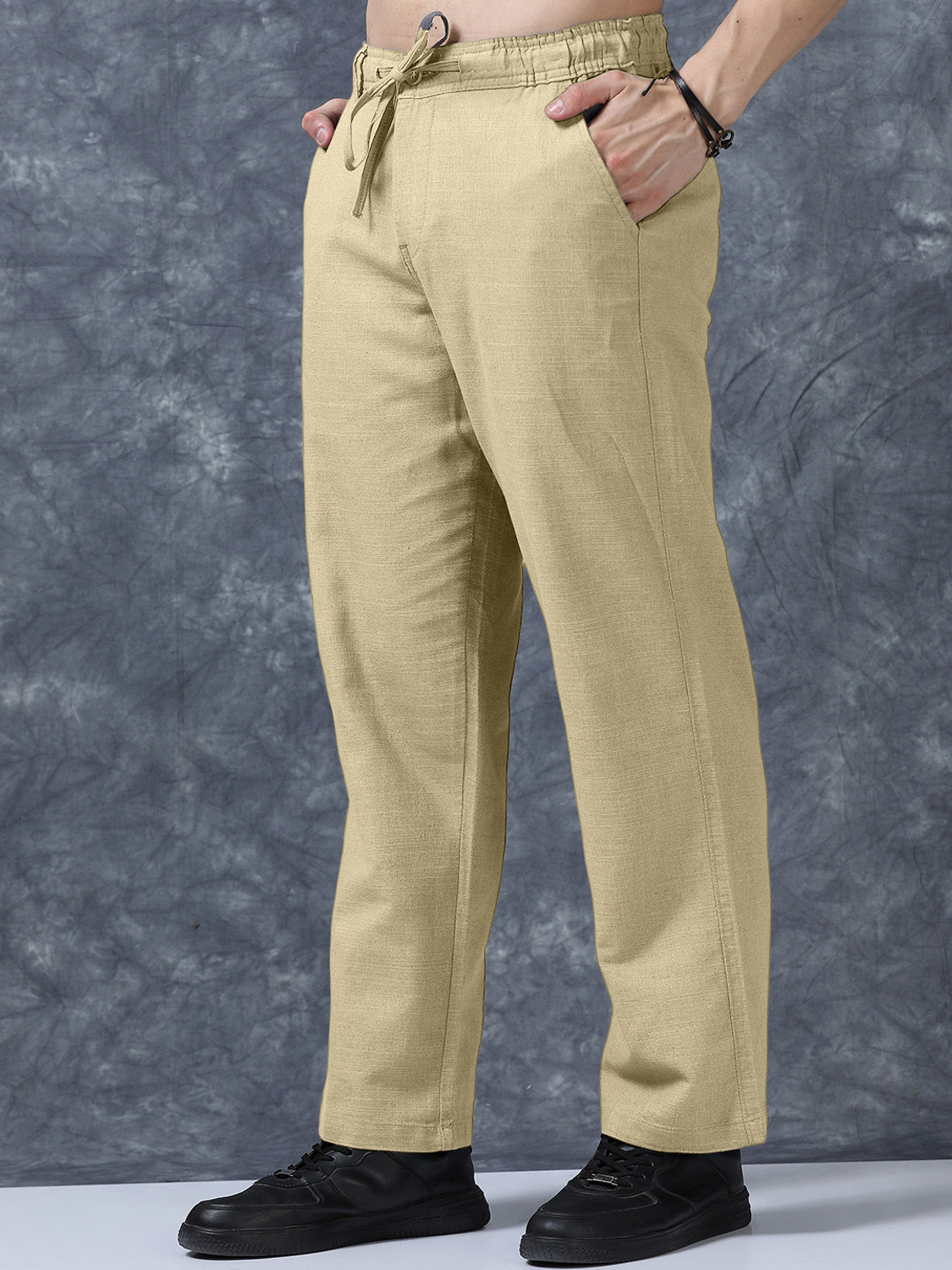 Image of Plus91 Relaxed Men Beige Trousers