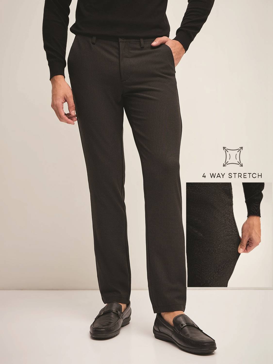 THE BEAR HOUSE Slim Fit Men Black Trousers