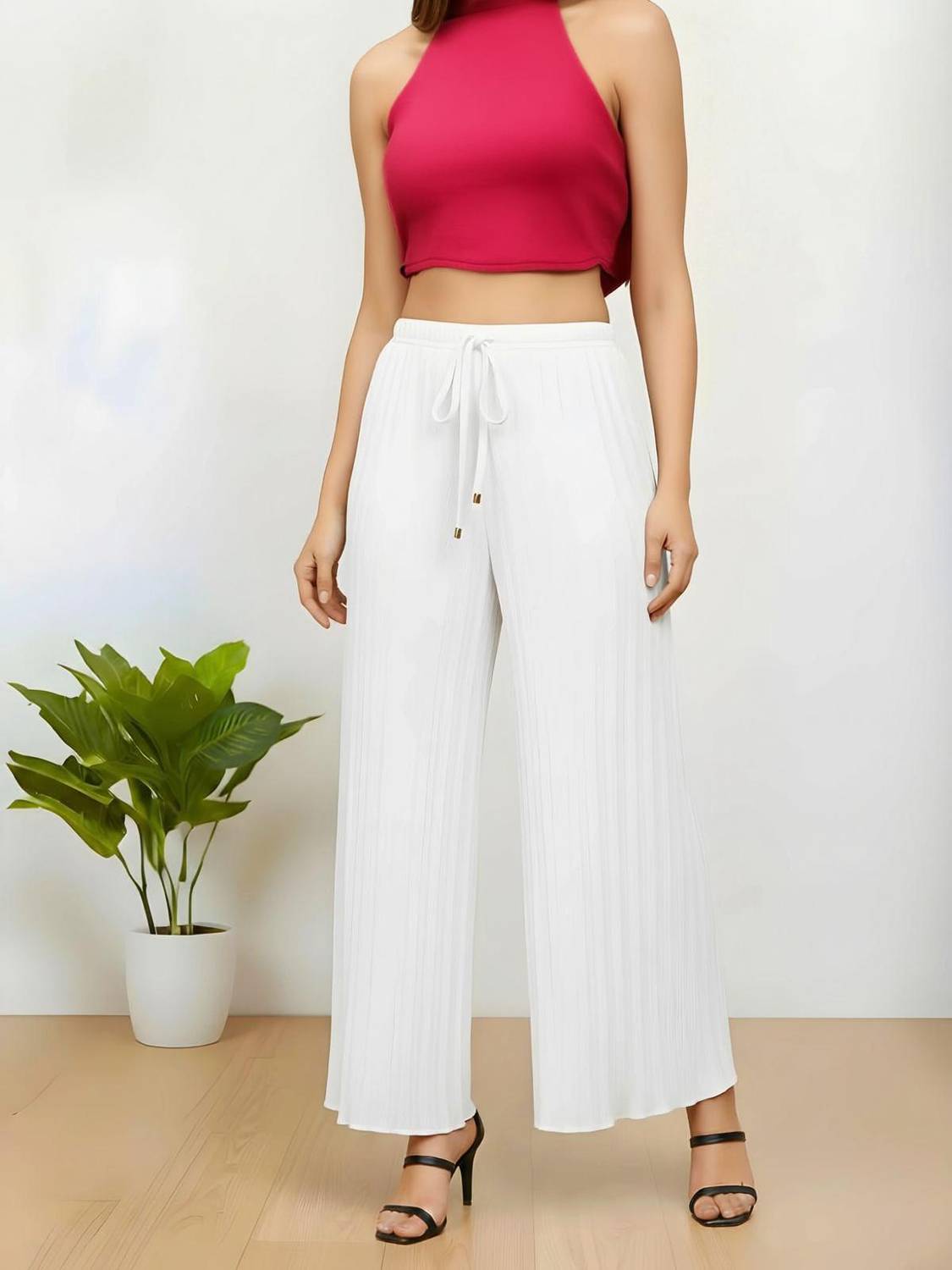 Amazplus Comfort Fit Women White Trousers