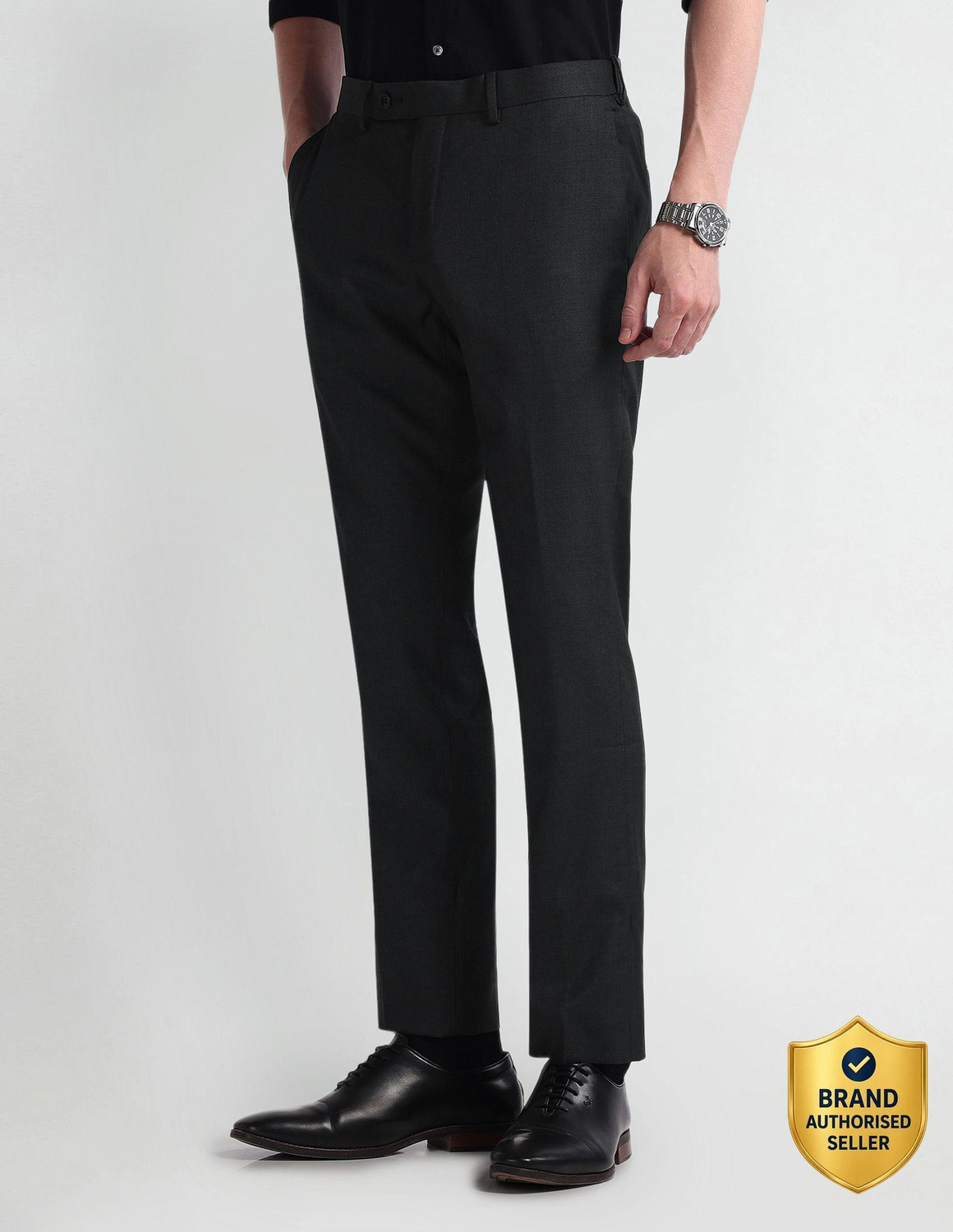 Image of ARROW Regular Fit Men Grey Trousers