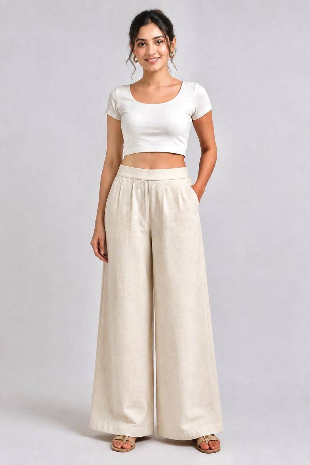 DEVVRAJ Comfort Fit Women Beige Trousers - Image 1