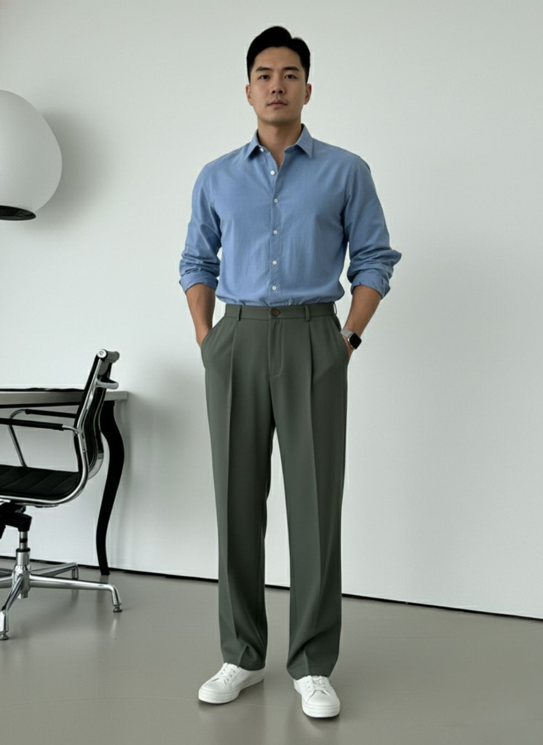 Image of INDICLUB Relaxed Men Dark Green Trousers