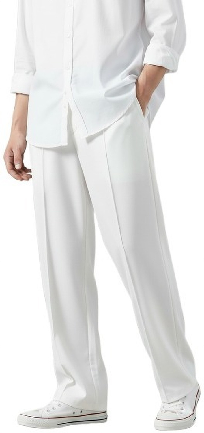 Image of SAVAYO Loose Fit Men White Trousers