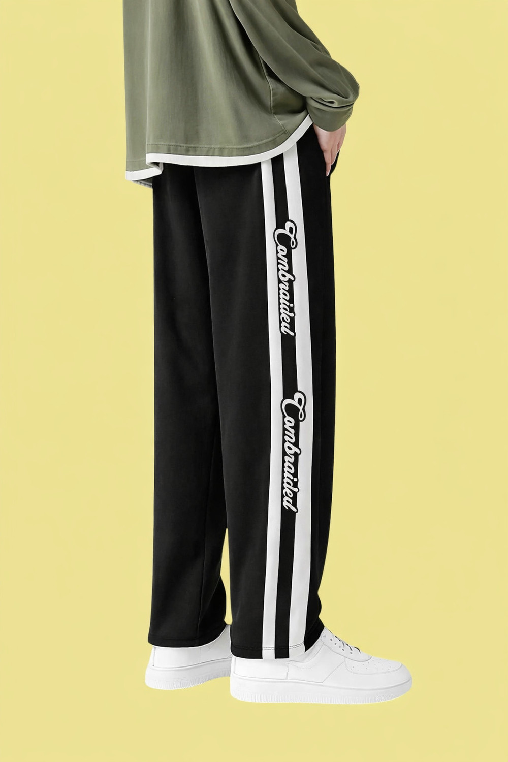 Image of COMBRAIDED Loose Fit Men Black, White Trousers