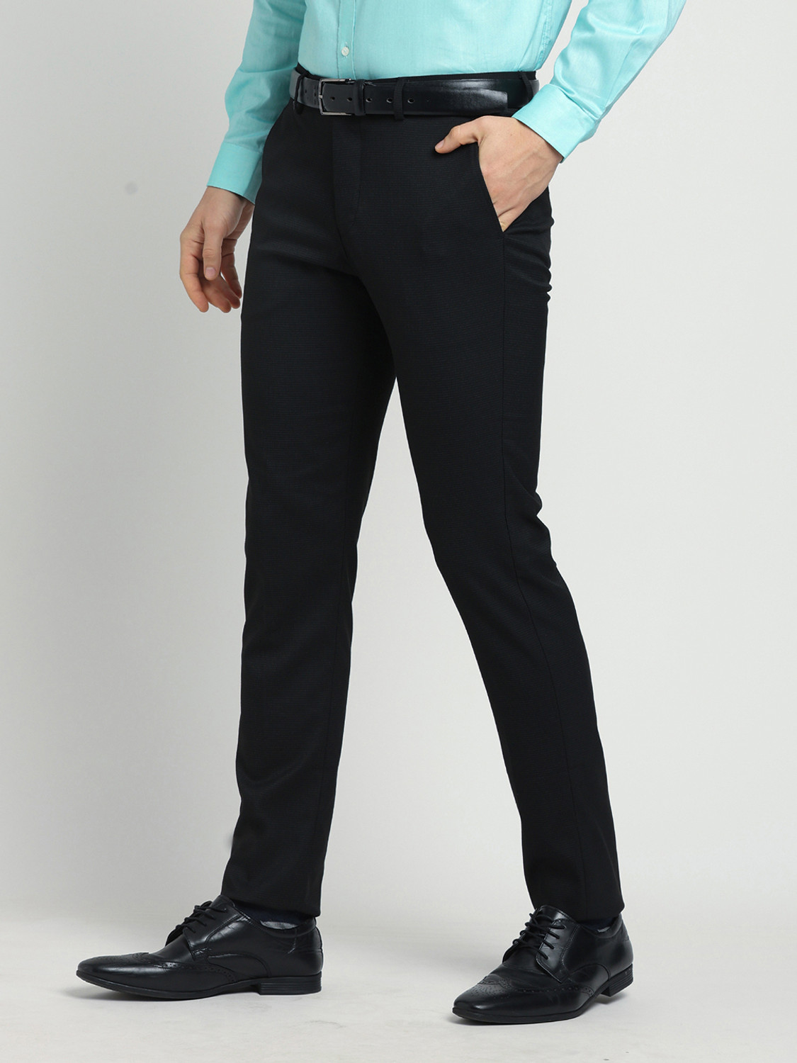 Image of TURTLE Slim Fit Men Black Trousers