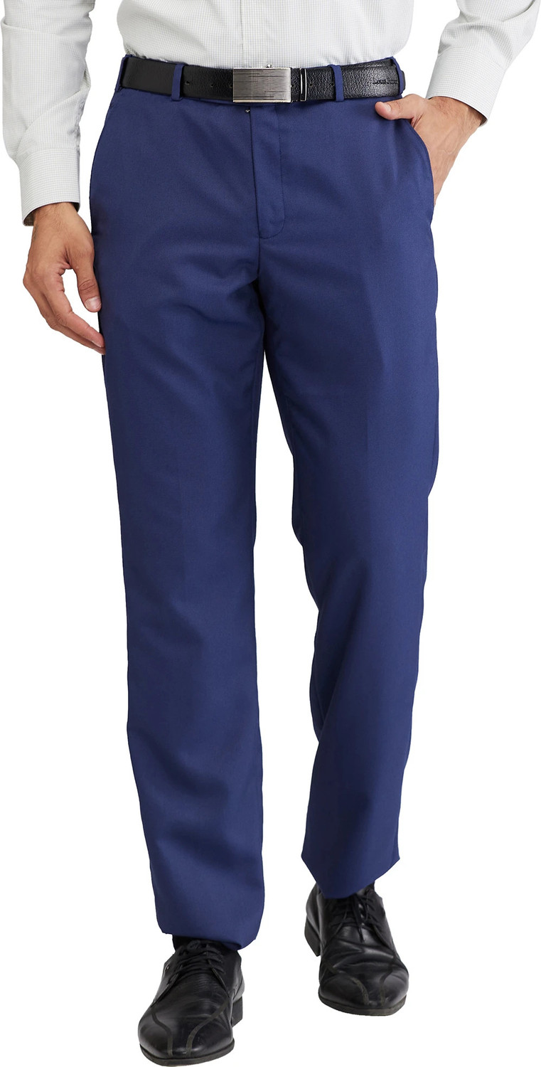 Image of PARK AVENUE Regular Fit Men Blue Trousers