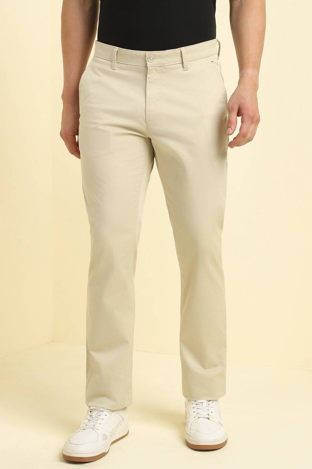 Allen Solly Regular Fit Men Beige Trousers