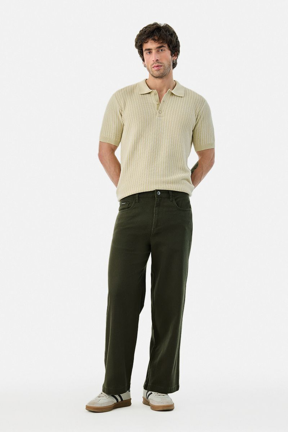 Image of Snitch Men Regular Fit Green Pure Cotton Trousers