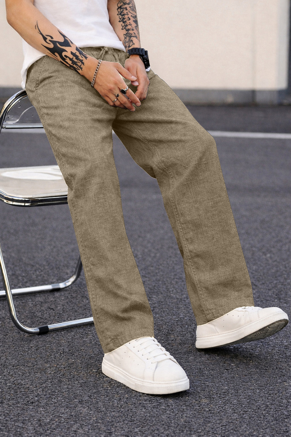 Image of Plus91 Relaxed Men Brown Trousers