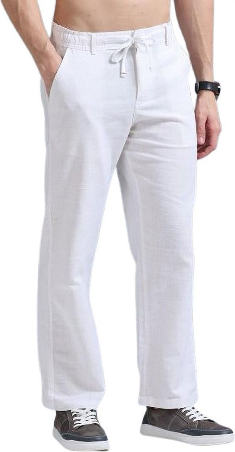 Image of M Q Denim Straight Fit Men White Trousers