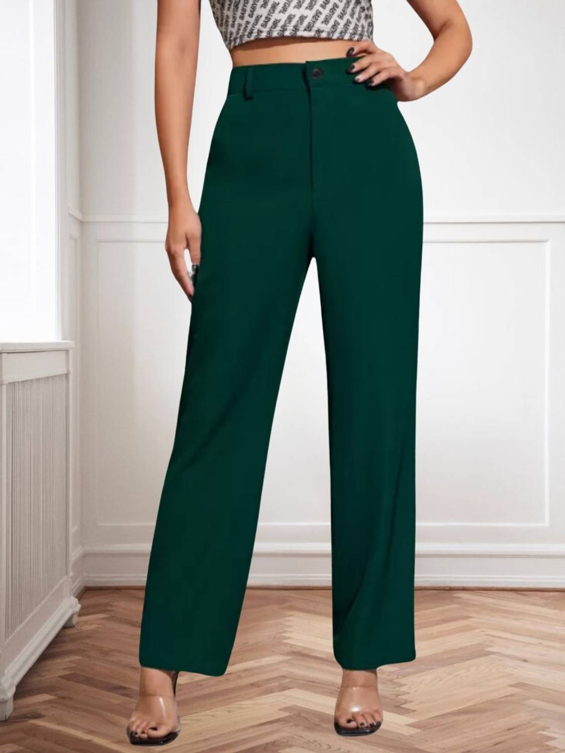 BELSHY Regular Fit Women Green Trousers