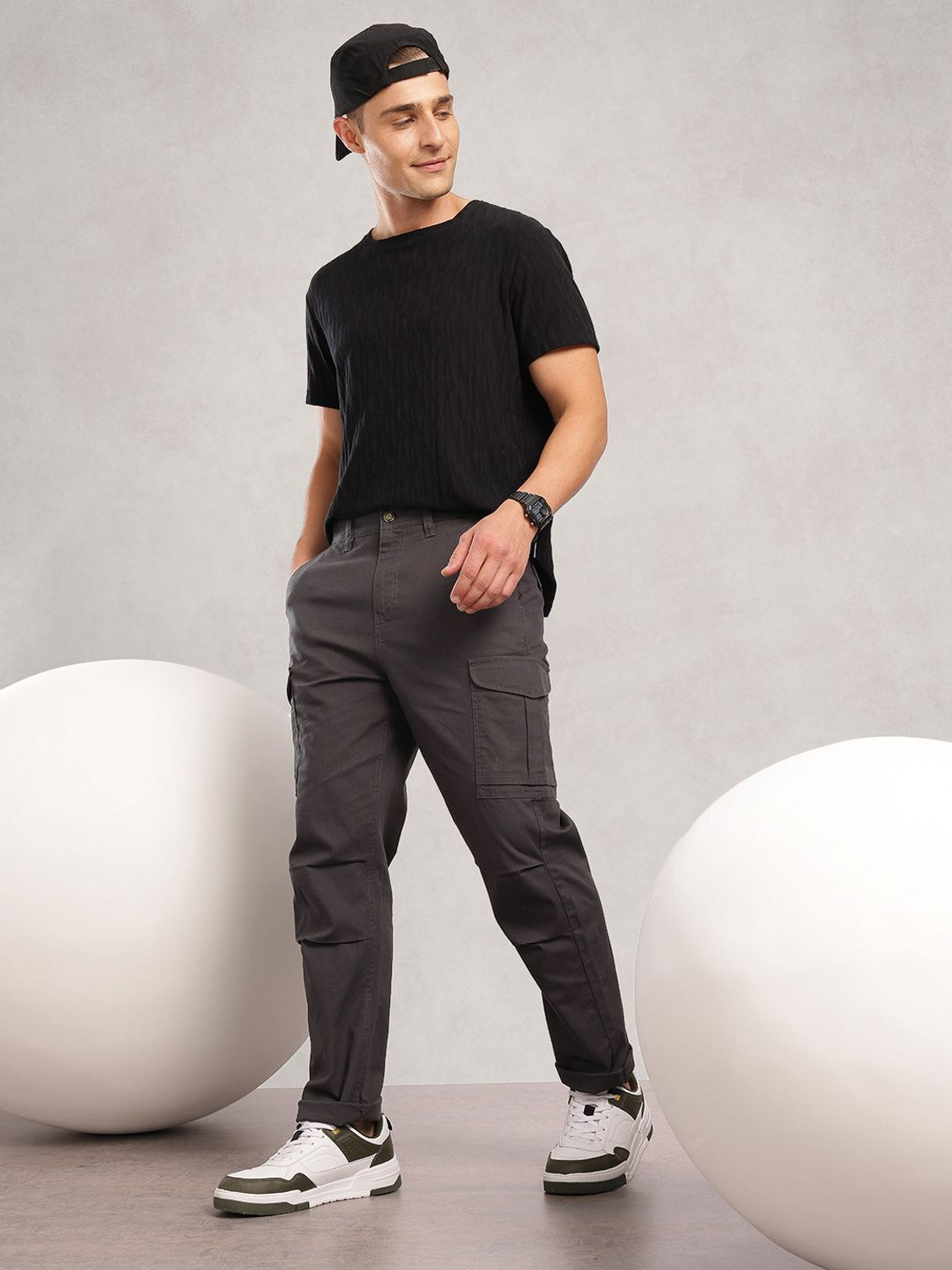 Image of NAUTICA Regular Fit Men Grey Trousers