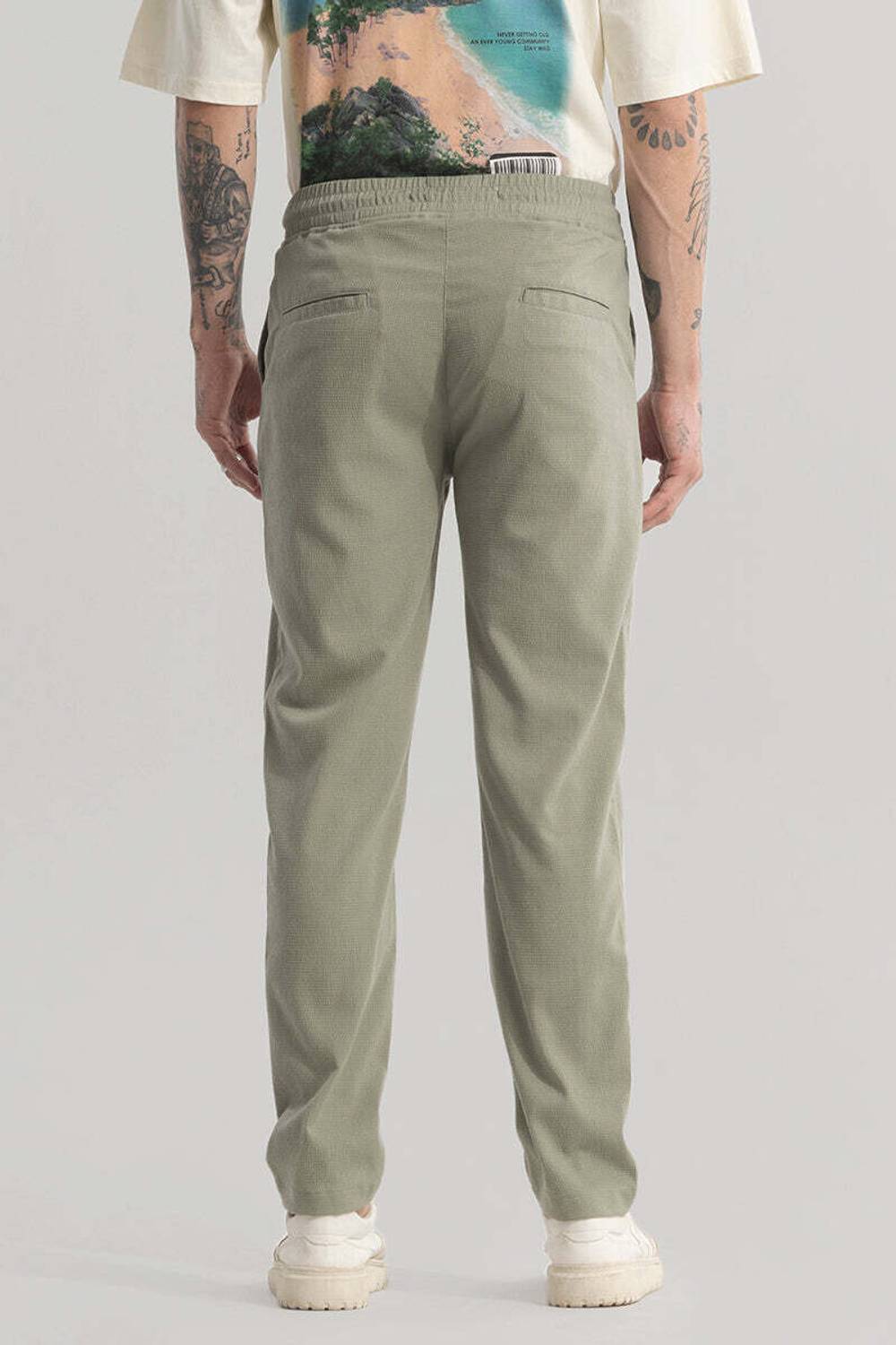 Snitch Regular Fit Men Green Trousers - Image 2