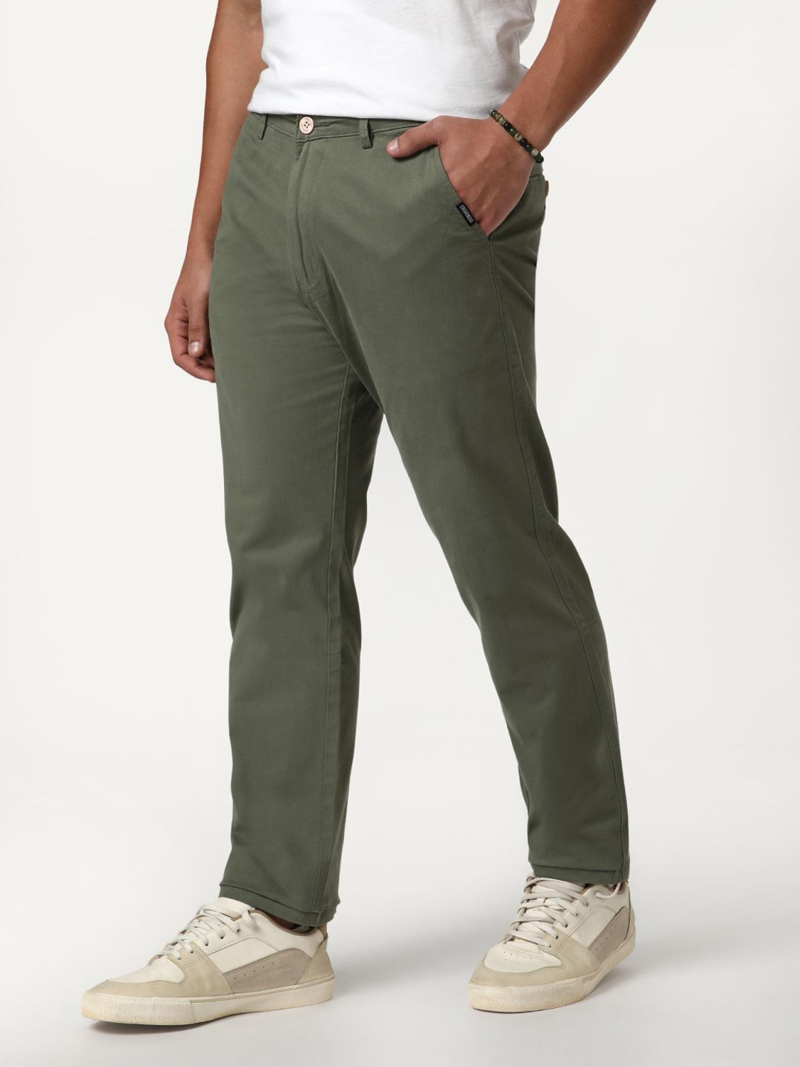 Image of Urbano Fashion Straight Fit Men Green Trousers