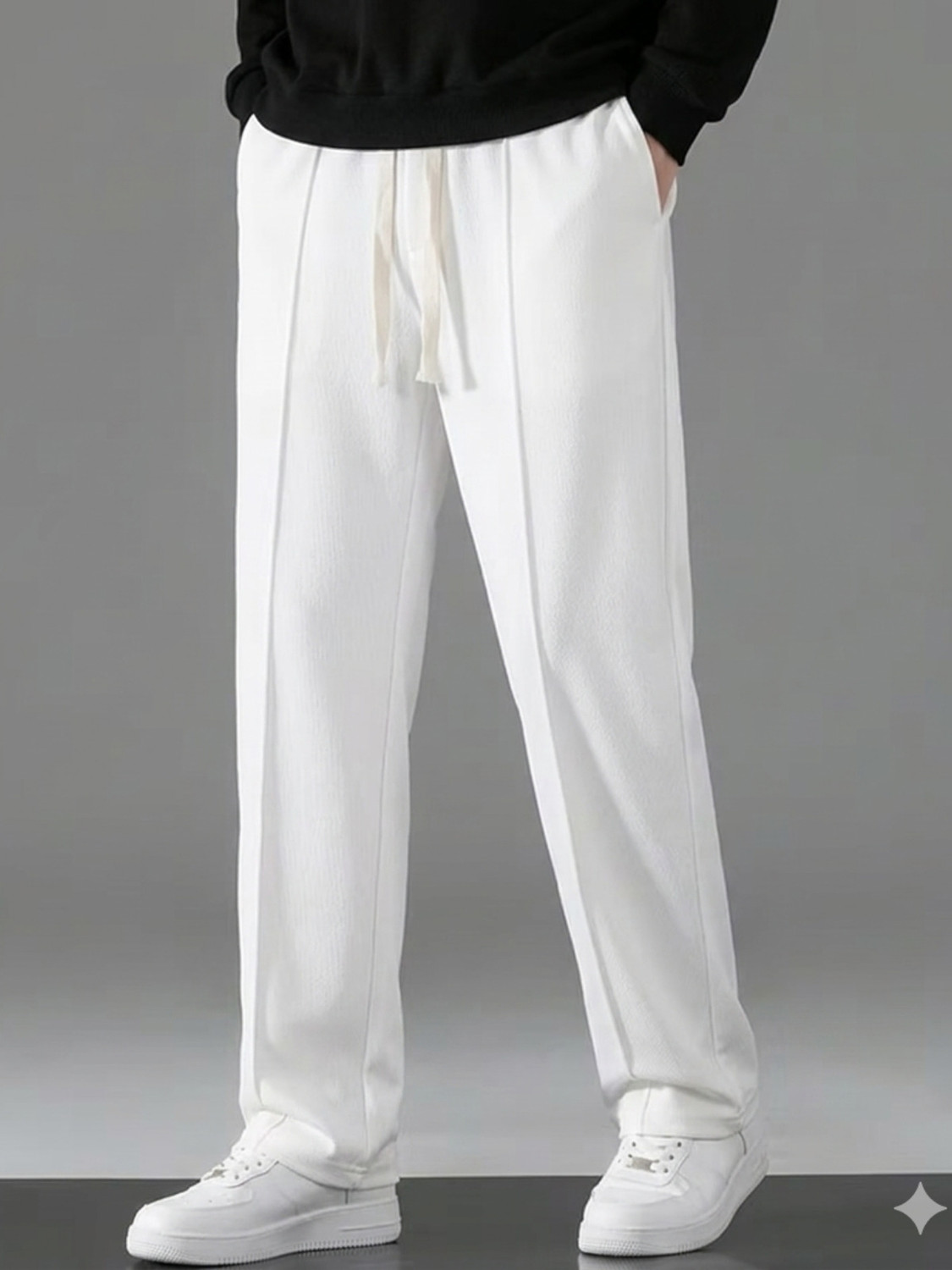 Image of SAVAYO Loose Fit Men White Trousers