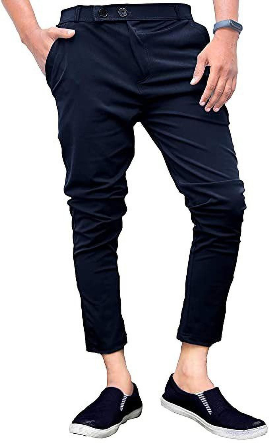 Image of COMBRAIDED Regular Fit Men Black Trousers